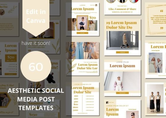 Download 60 Aesthetic Social Media Canva Template - Social media canva Collection