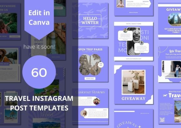 Download 60 Travel Social Media Canva Templates - Social media canva Collection