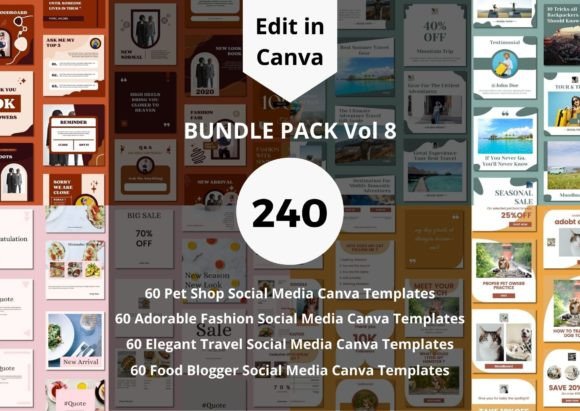 Download 240 Social Media Canva Templates Bundle - Social media canva Collection