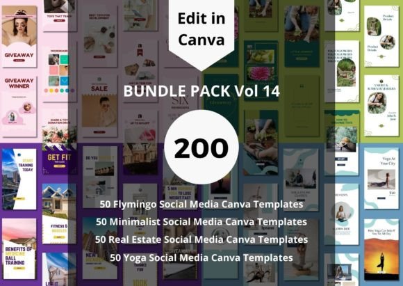 Download 200 Social Media Canva Templates Bundles - Social media canva Collection