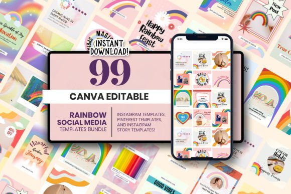 Download Rainbow Social Media Canva Template - Social media canva Collection