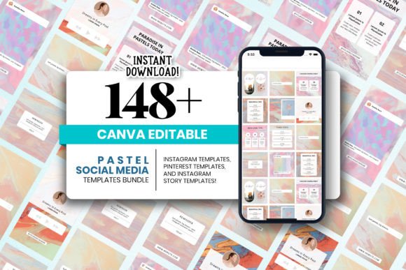 Download Pastel Social Media Canva Temp Bundle - Social media canva Collection