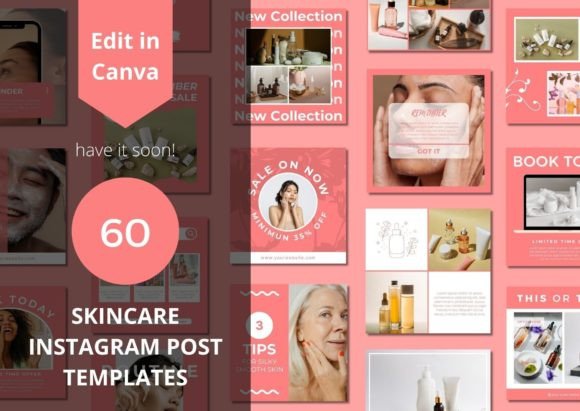 Download 60 Skincare Social Media Canva Templates - Social media canva Collection