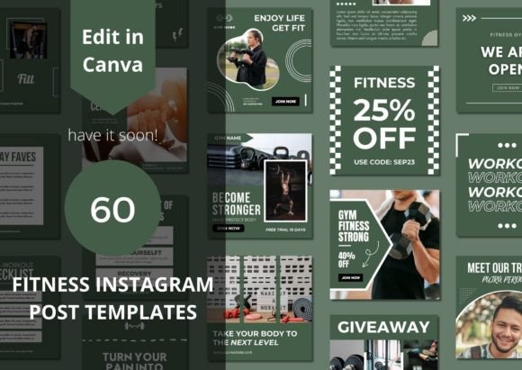 Download 60 Fitness Social Media Canva Templates - Social media canva Collection